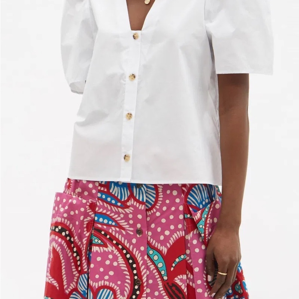 RHODE White Nisha Button-Up Blouse - Picture 3 of 8